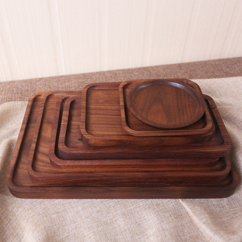 Japanese Style Wooden Black Walnut Rectangular Dinner Plate LadyShow.Store