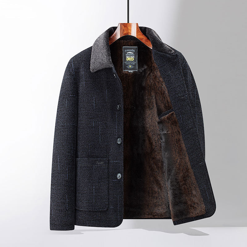 Middle-aged And Elderly Cotton-padded Jackets Dad-style Outerwear Lapel Wool Coats NorixaFashion.com