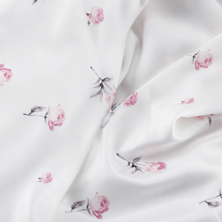 Floral V-neck Short-sleeved High-waisted Bodycon Dress NorixaFashion.com