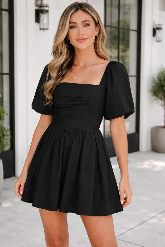 Malaysia Ruched Puff Sleeve Romper LuxuryLifeWay Online Store