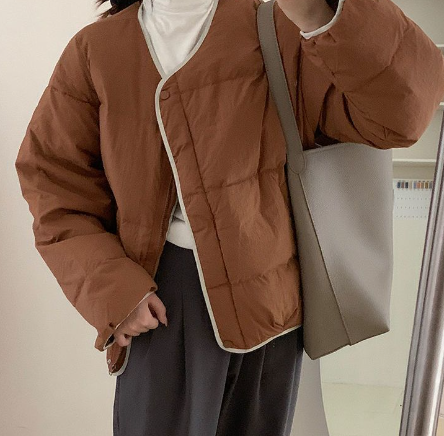 Women's Thickened Oversized Cotton Jacket in Dusty Pink Pi-Mart
