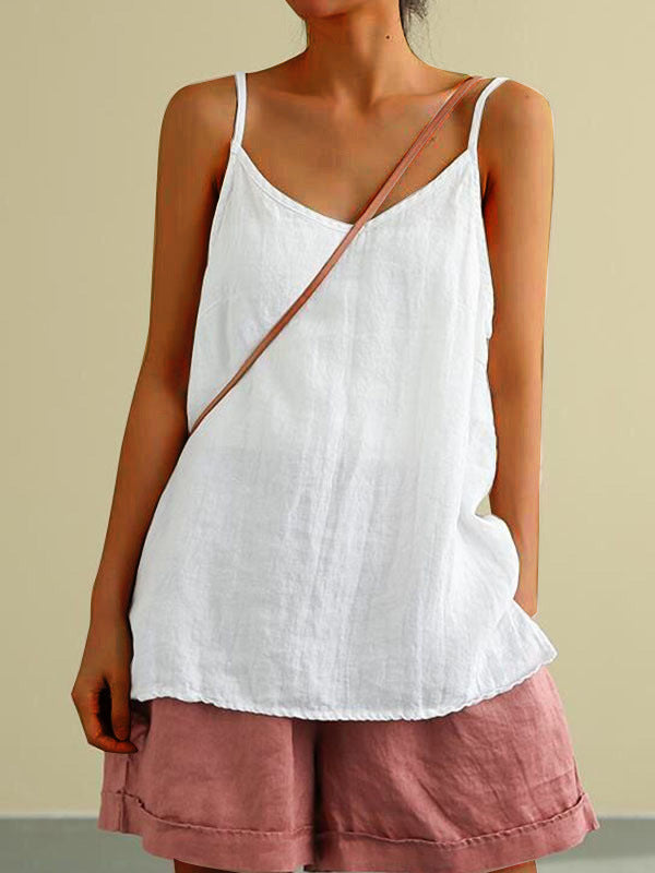 Cotton Linen Sleeveless Vest Women's Summer New Loose Cotton Linen Inner Match Sleeveless Versatile Bottoming Top NorixaFashion.com