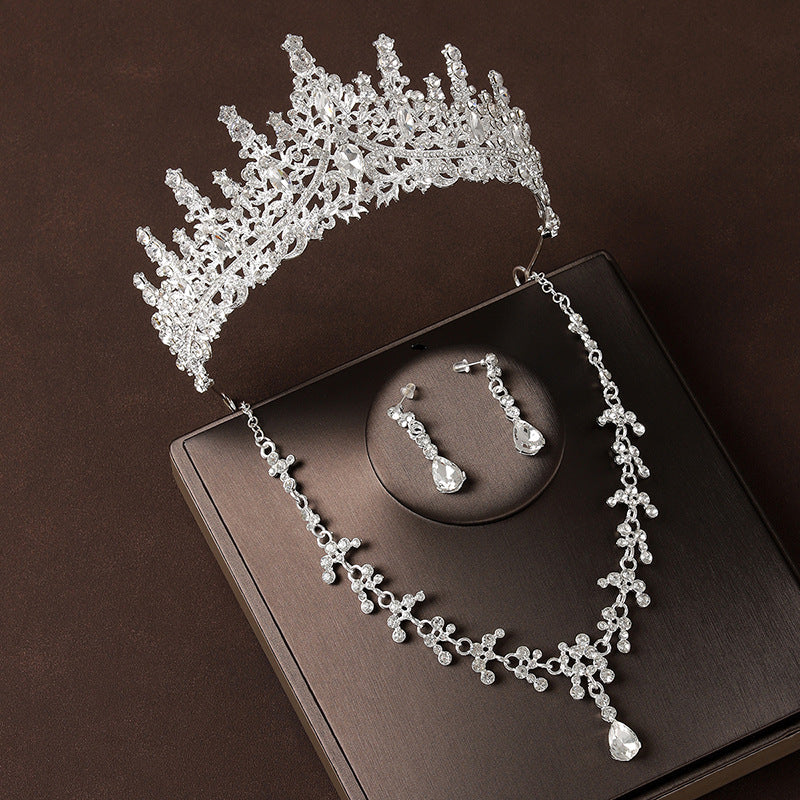 Retro Atmospheric Rhinestone Birthday Crown Hair Accessories Three-piece Suit LadyShow.Store