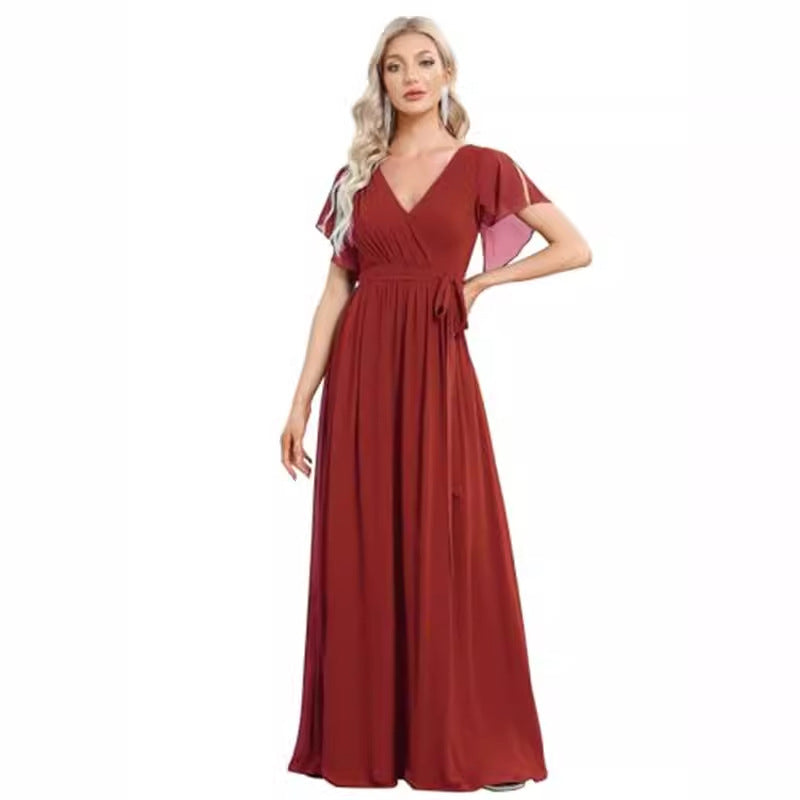 Sexy V-neck Chiffon Dress Women NorixaFashion.com
