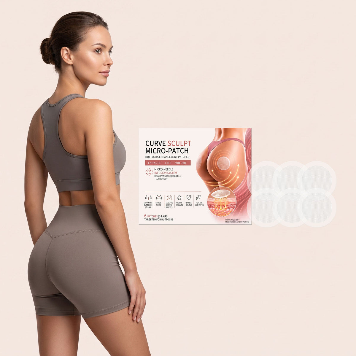 Gentle And Delicate Buttocks, Soft And Moisturizing Care For Buttocks, Skin Friendly Contour, Easy To Absorb Buttocks Skin Tightening Patch 6pcs 1 Box Tri Light Beauty