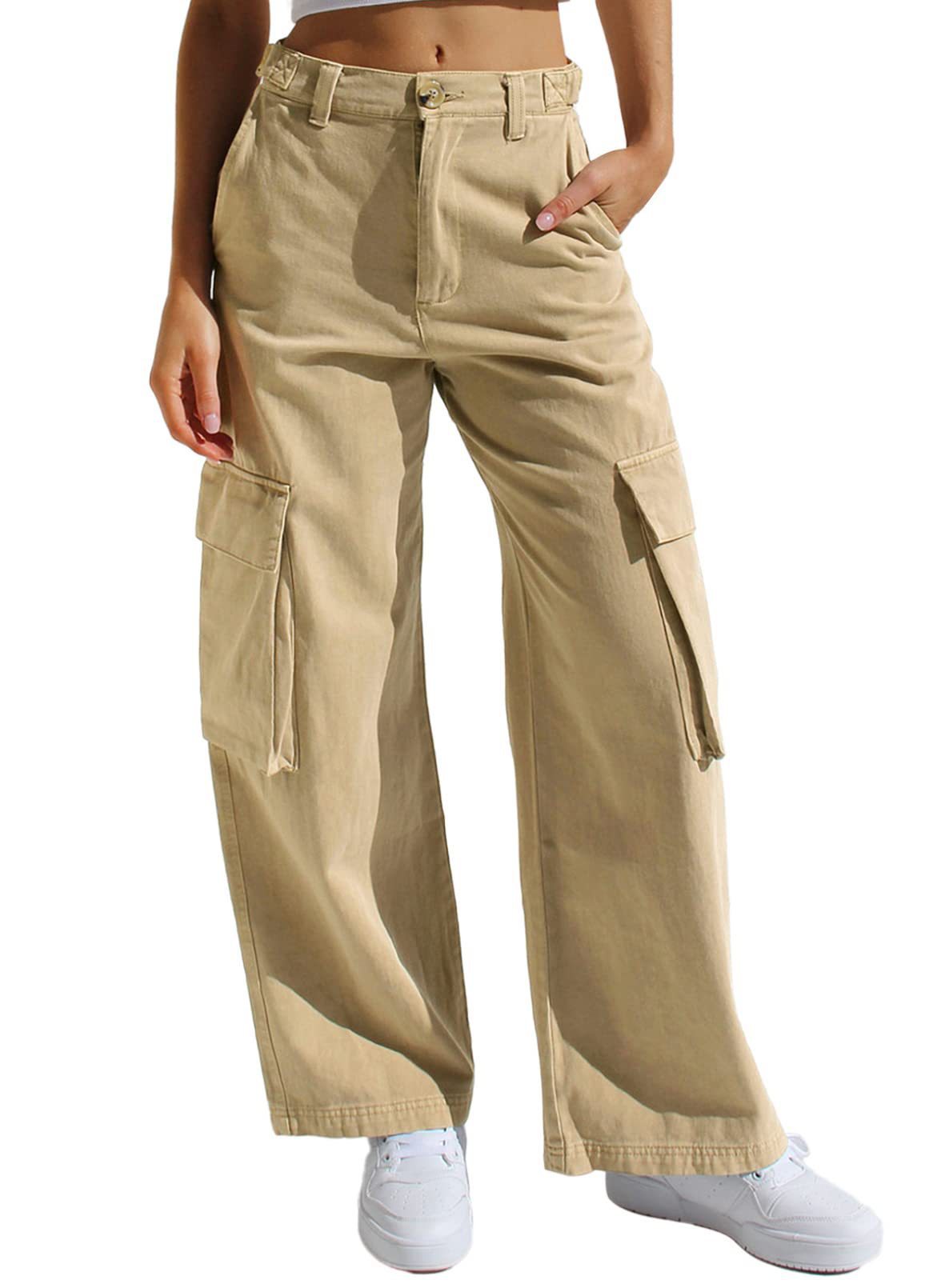 Women's Multi-pocket Workwear Loose Casual Denim Trousers NorixaFashion.com