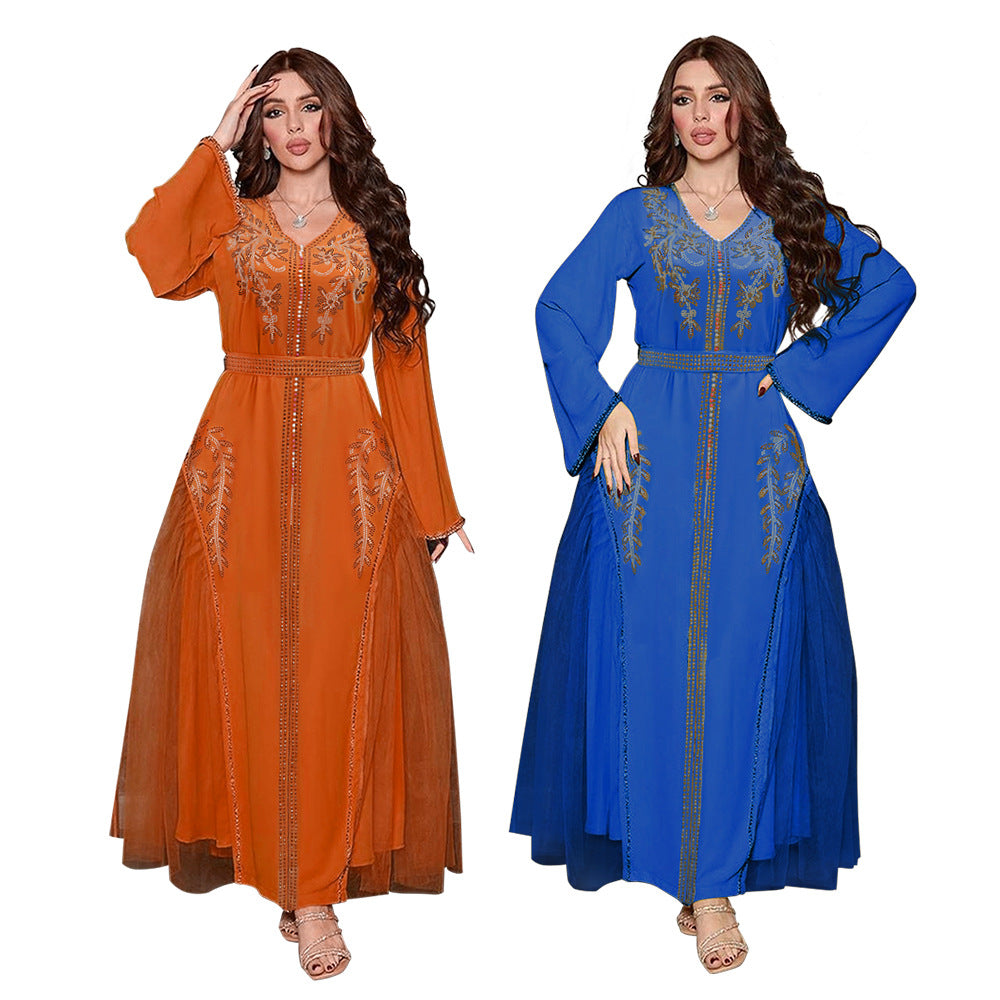 Middle East Diamond Beaded Dress Dress Women NorixaFashion.com