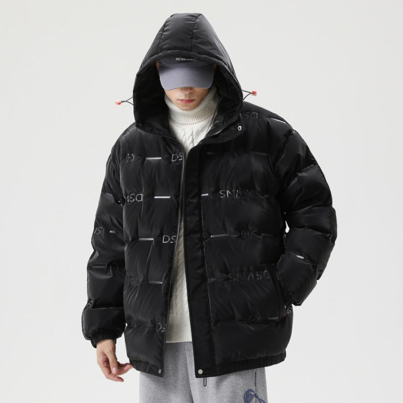 New Men's Mid-length Warm Korean Style Hooded Bread Jacket