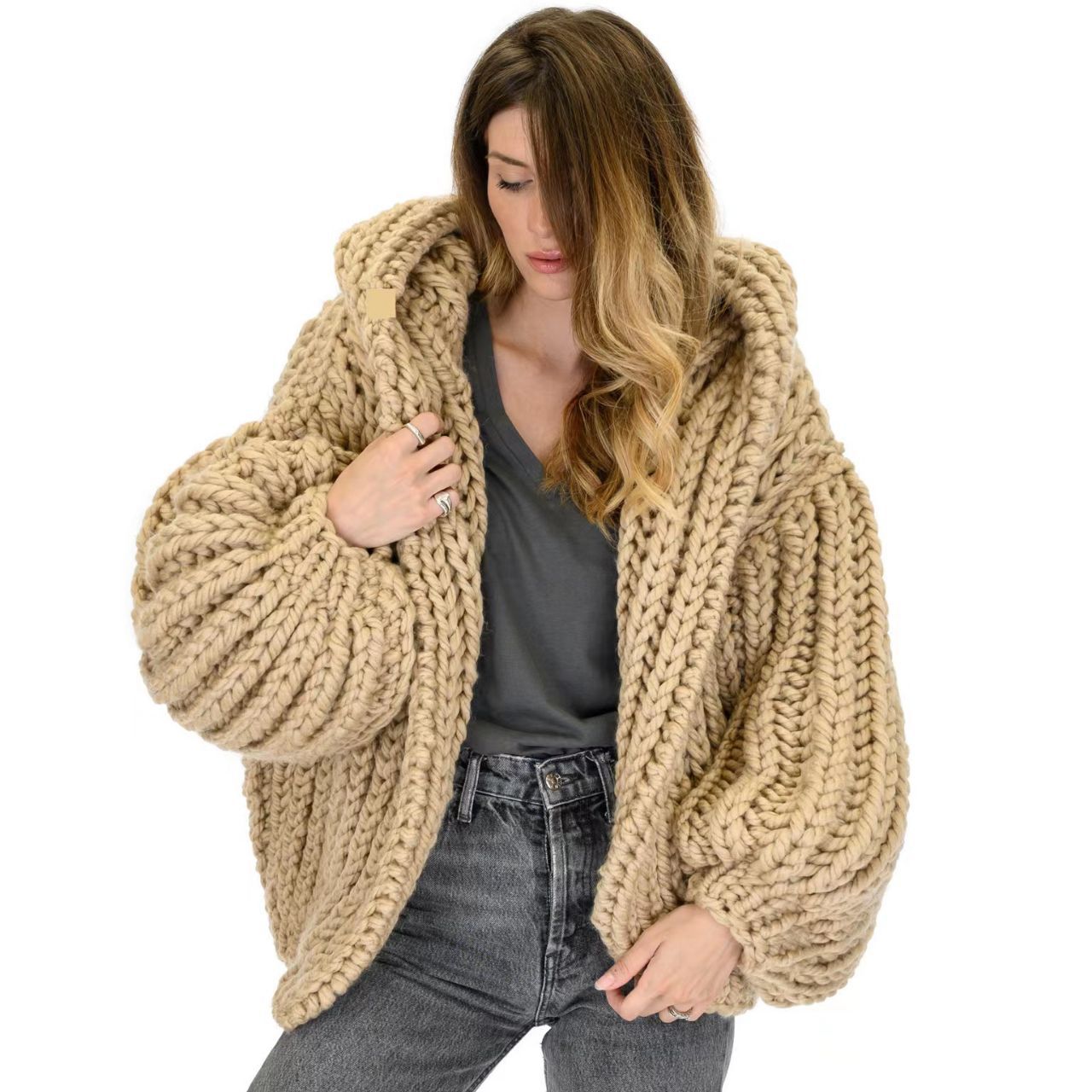 Women's Loose And Lazy Style Hooded Cardigan Sweater Best YouTube Store