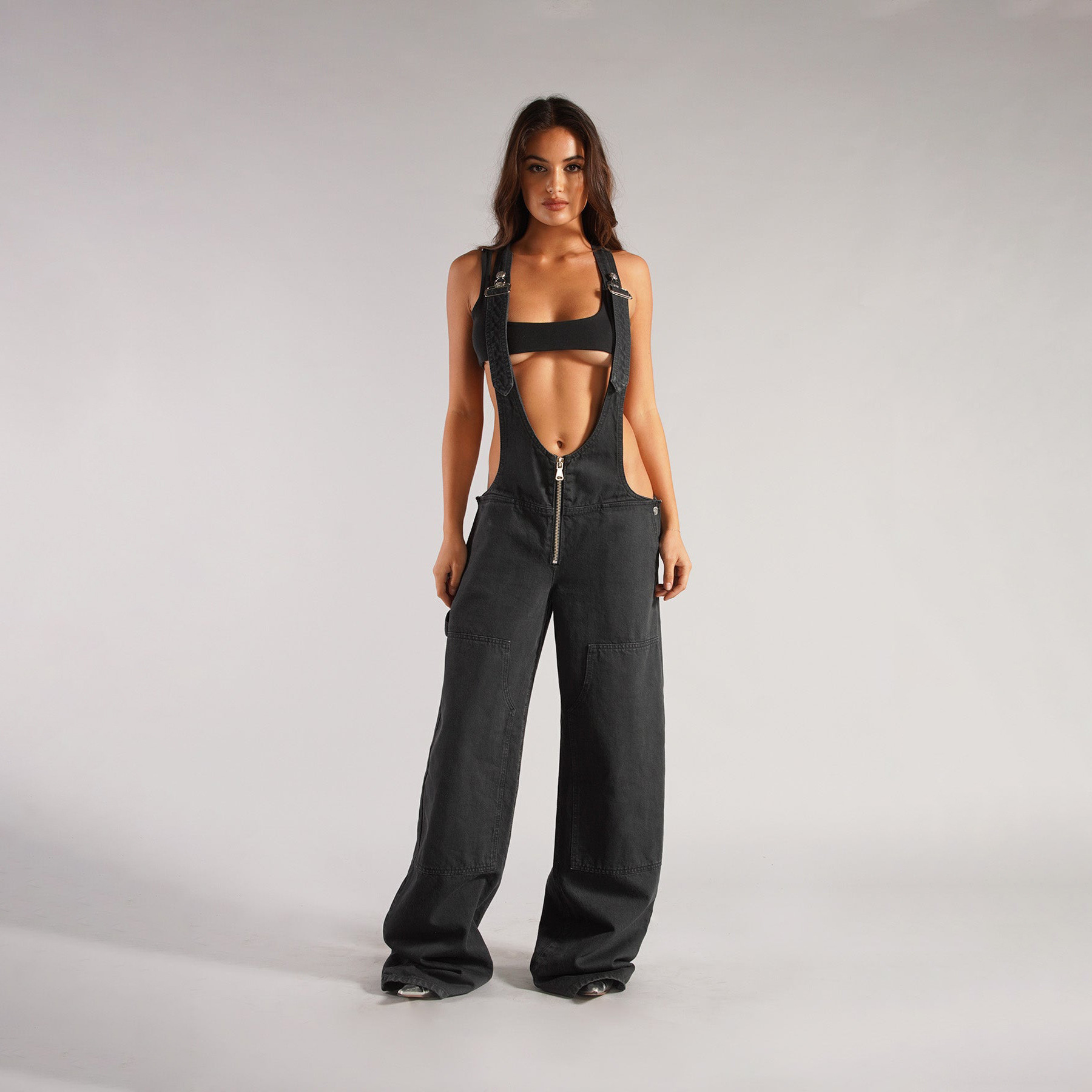 Loose Fit Denim Overalls Pi-Mart