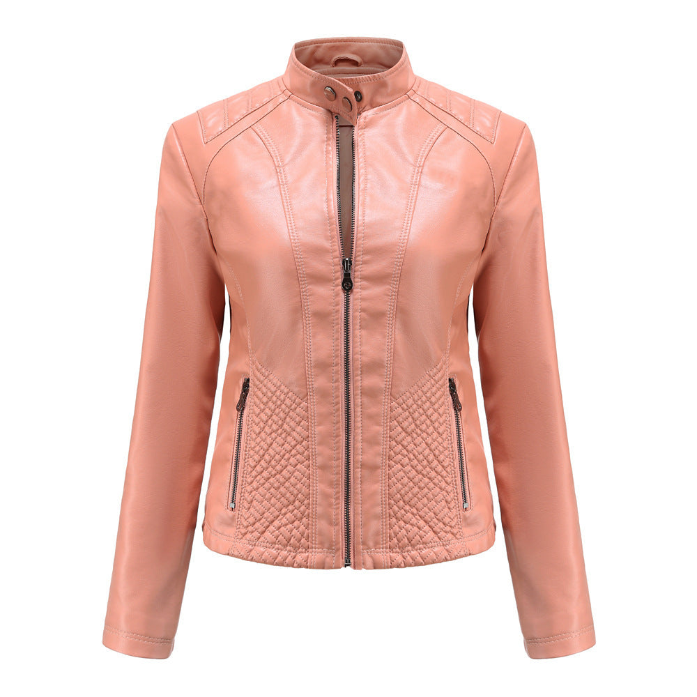 Autumn And Winter Casual Leather  Coat Long-sleeved Motorcycle Jacket