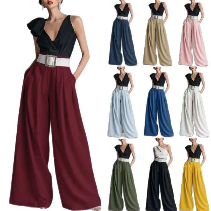 Fashionable Versatile High-waisted Loose-fitting Solid-color Casual Pants NorixaFashion.com
