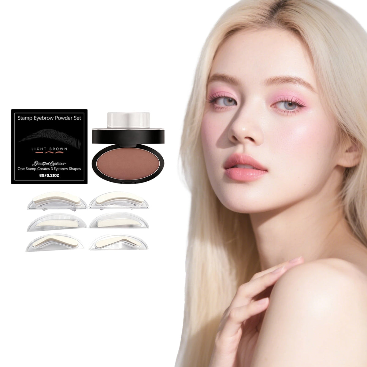 Three Dimensional Natural Filling Eyebrow Shape Eyebrow Makeup Smooth Texture Easy To Use Waterproof Seal Eyebrow Powder Set Light Brown 6g 1 Box Tri Light Beauty