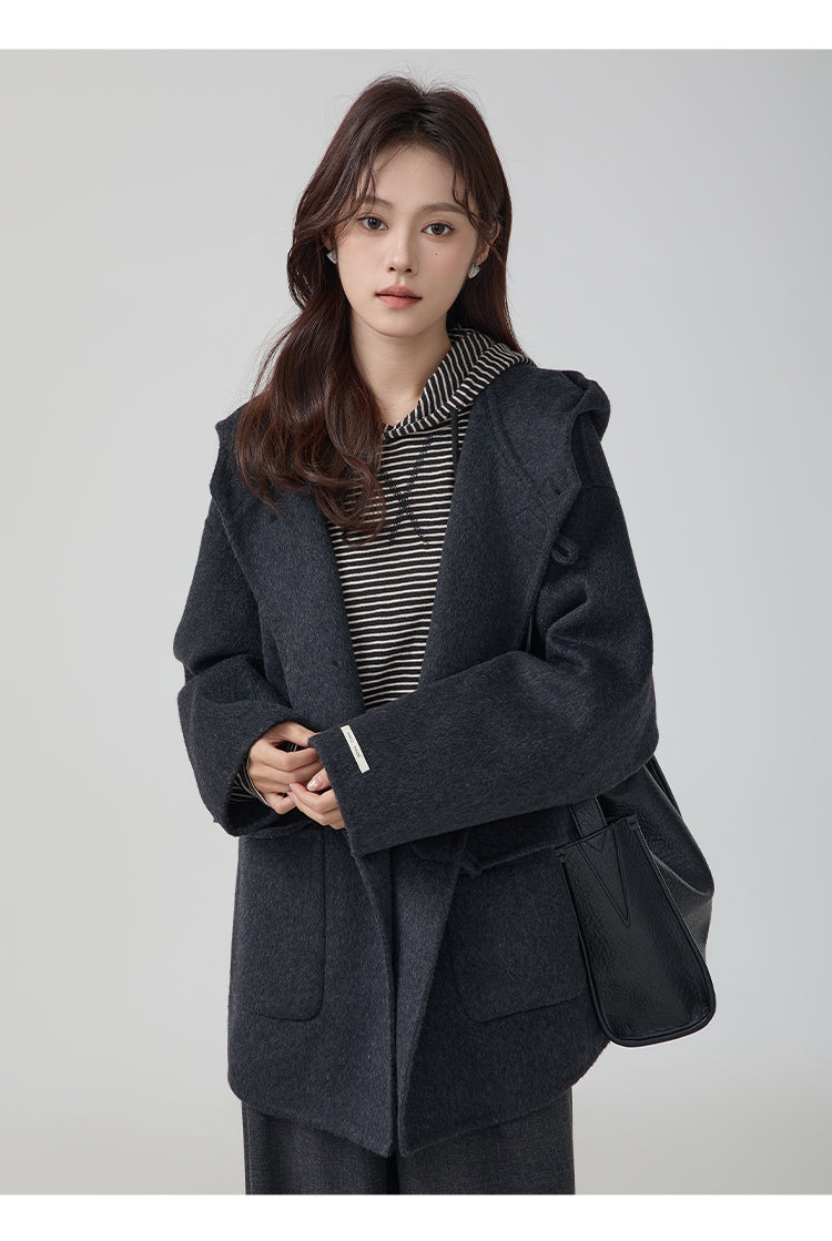 High-grade Short Hooded Woolen Coat Best YouTube Store
