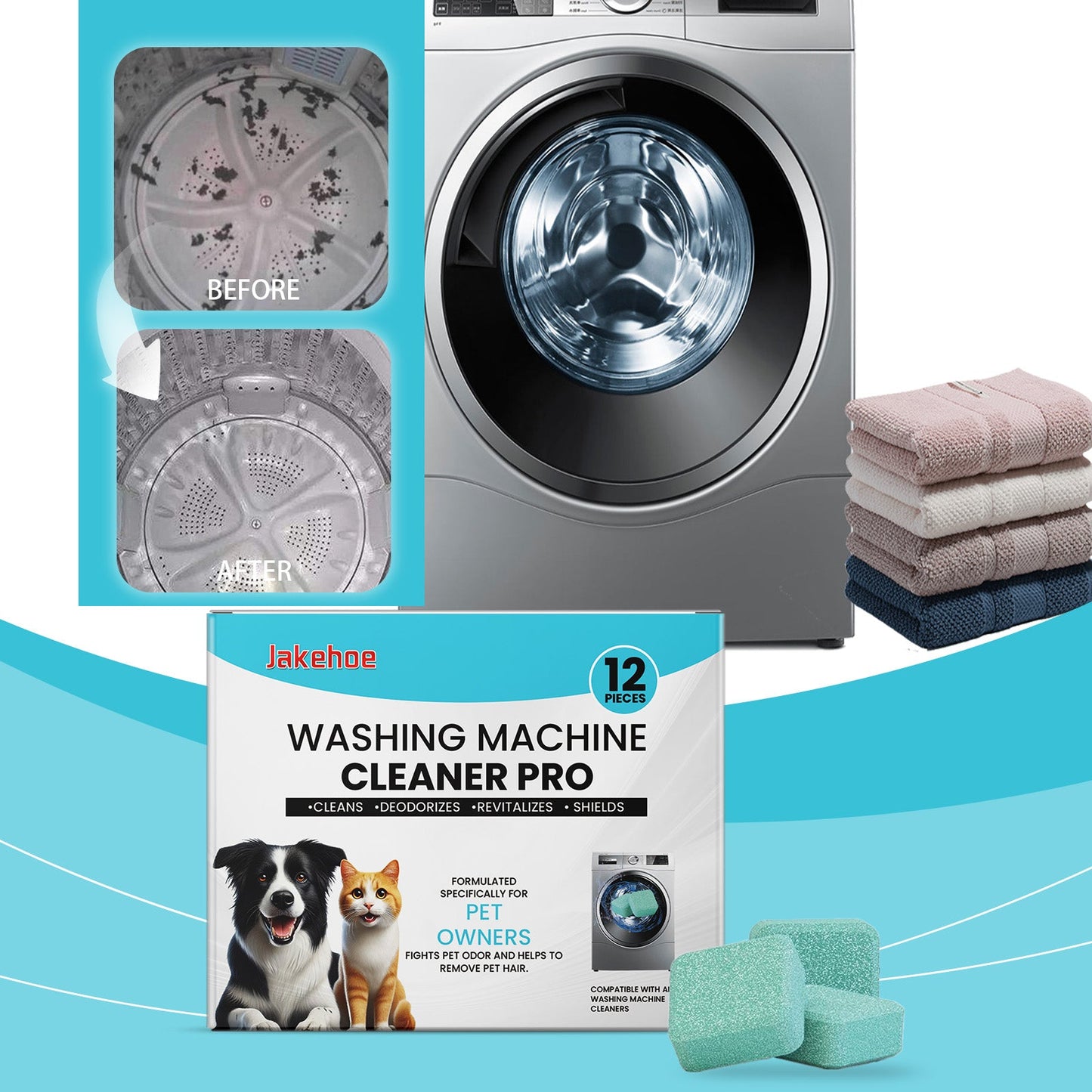 Washing Machine Cleaning Tablets 12pcs Tri Light Beauty