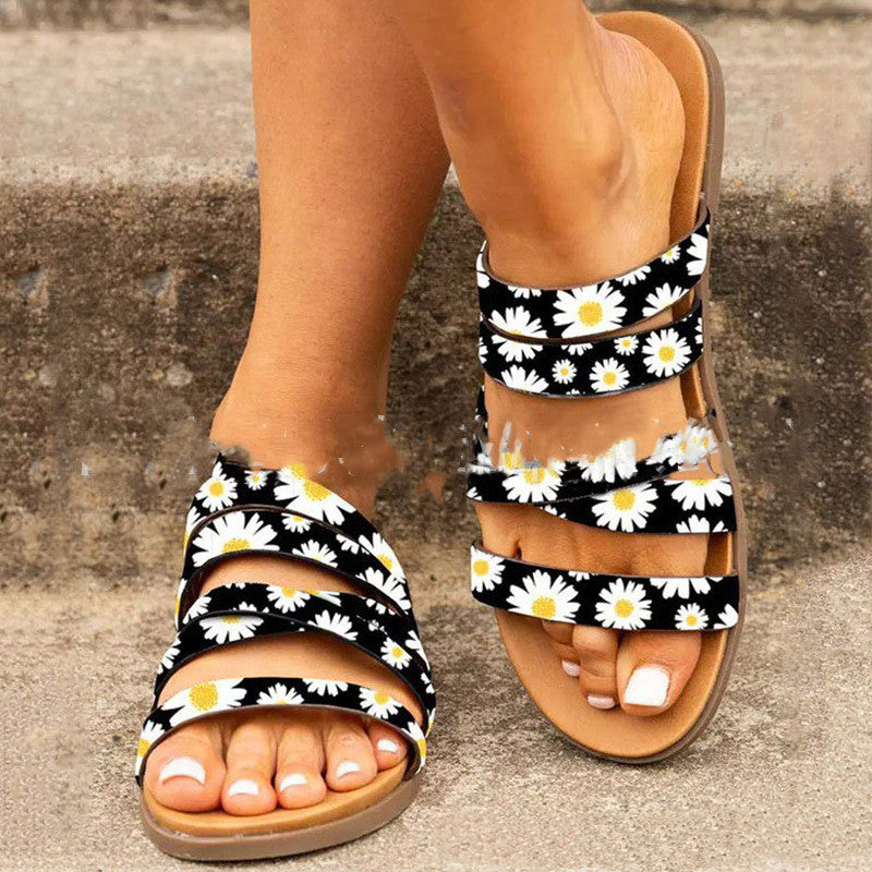 Flat Leopard Print Floral Casual Beach Slippers LadyShow.Store
