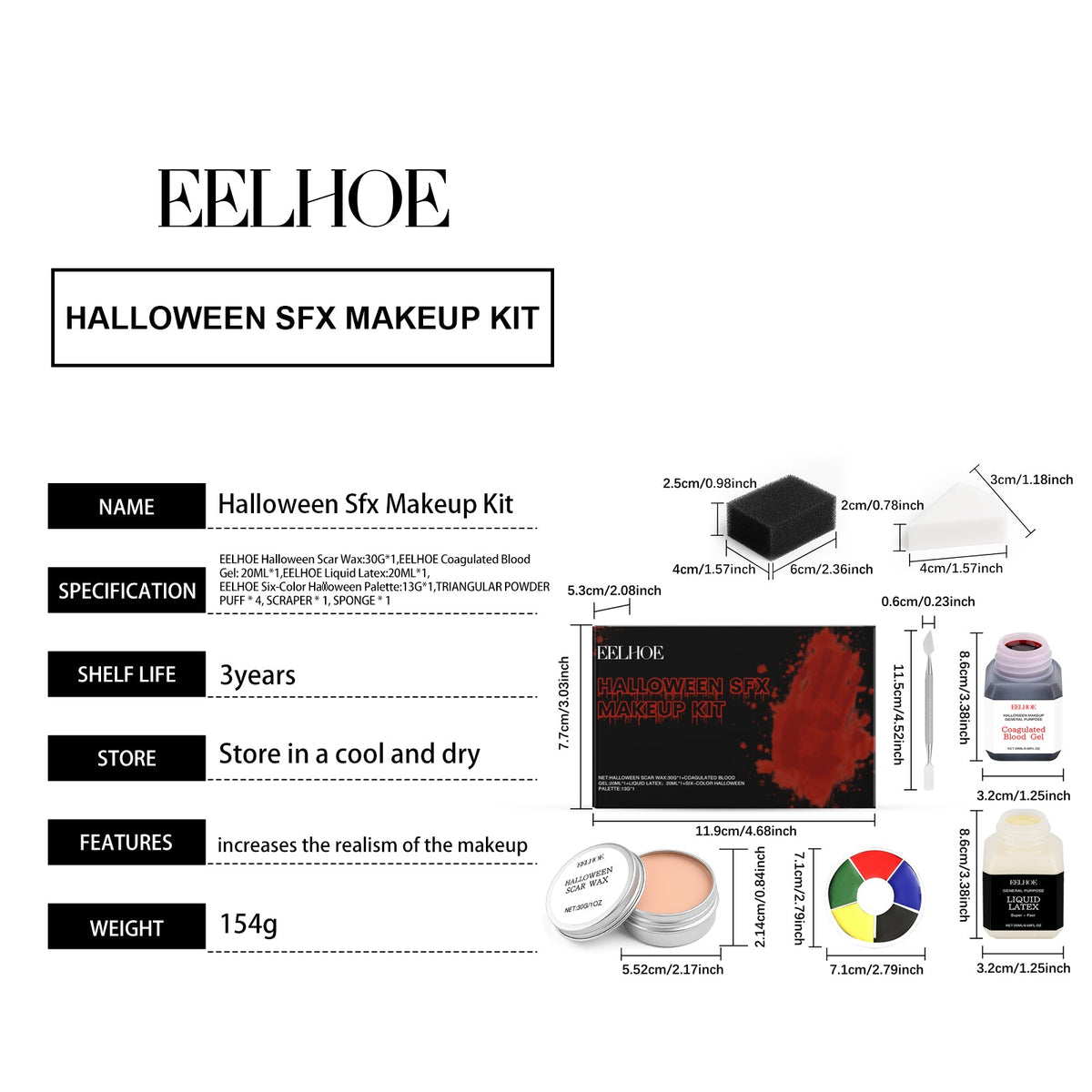Halloween Special Effects Makeup Set 1 Set 1box Tri Light Beauty
