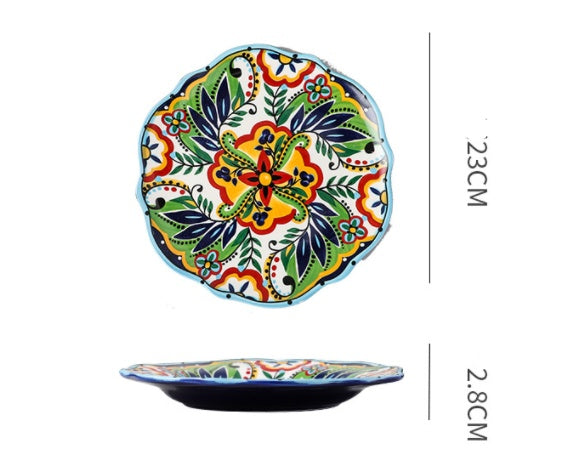 Underglaze Ceramic Tableware Bohemian Household Dishes LadyShow.Store