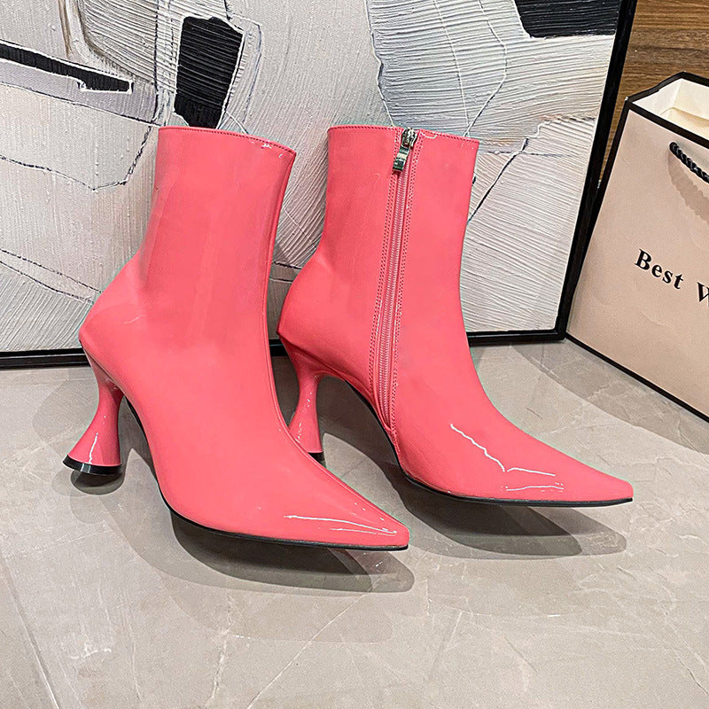 Women Boots Pointed Toe Ankle Boots Side Zipper Shoes LadyShow.Store