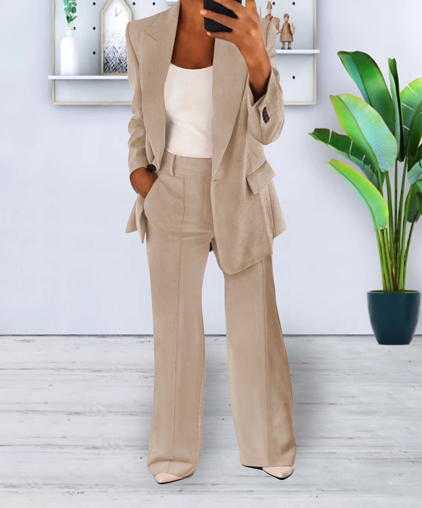 Women's Casual Blazer Suit  Two Piece Business Office Wear Set Fit Jacket And Pants NorixaFashion.com