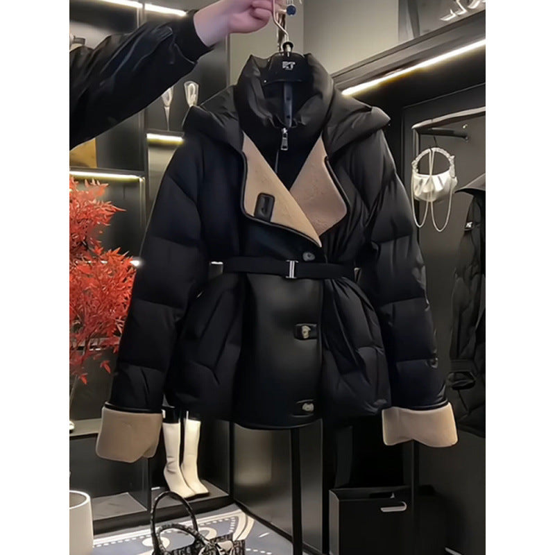 Women's Fashion Black Pure Cotton Coat