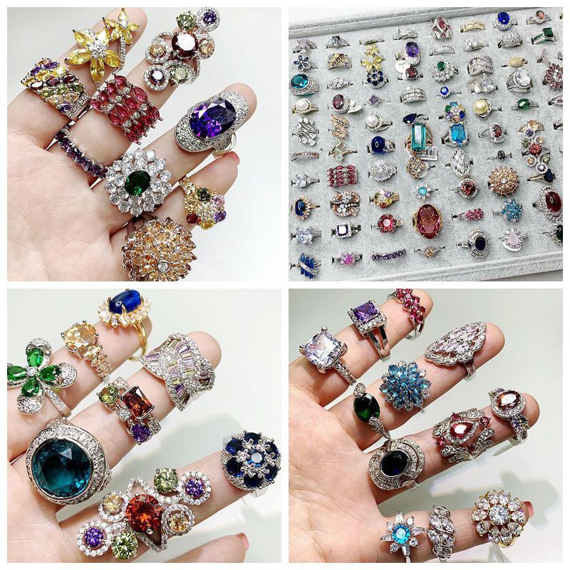 European And American Jewelry Exaggerated Fashion Micro-set Gem Ring