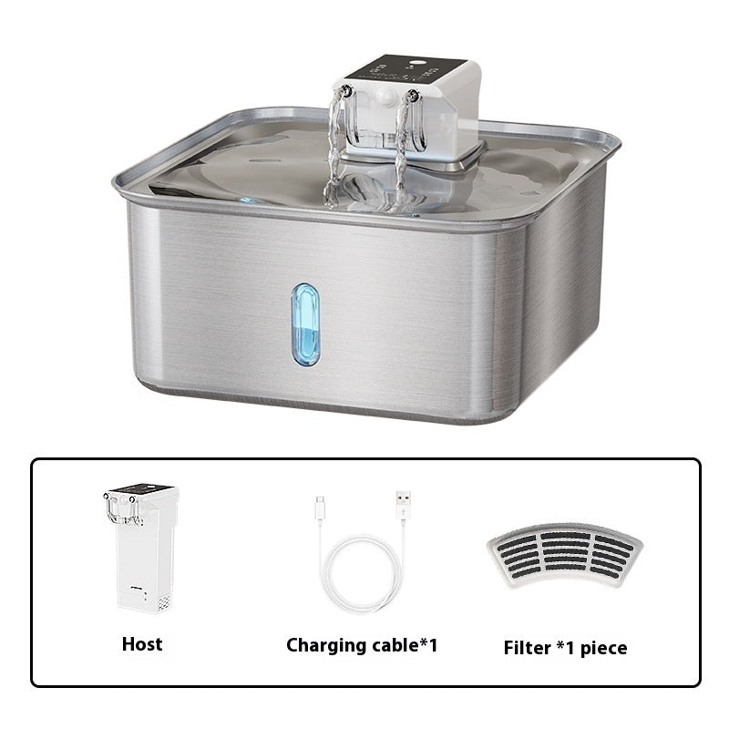 Wireless Cat Water Fountain Stainless Steel Rechargeable Pets Fashion