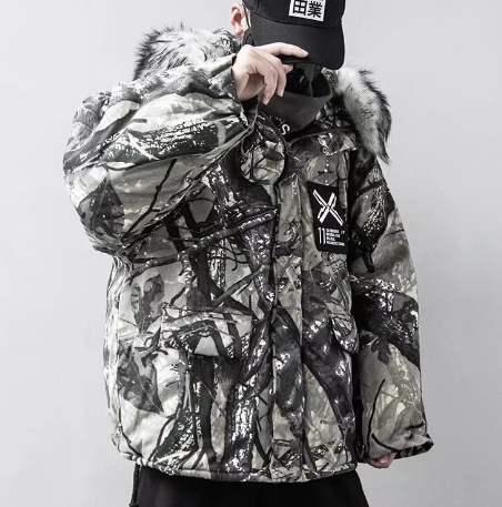 Winter Camouflage Cotton Jacket with Fur Collar for Men Pi-Mart