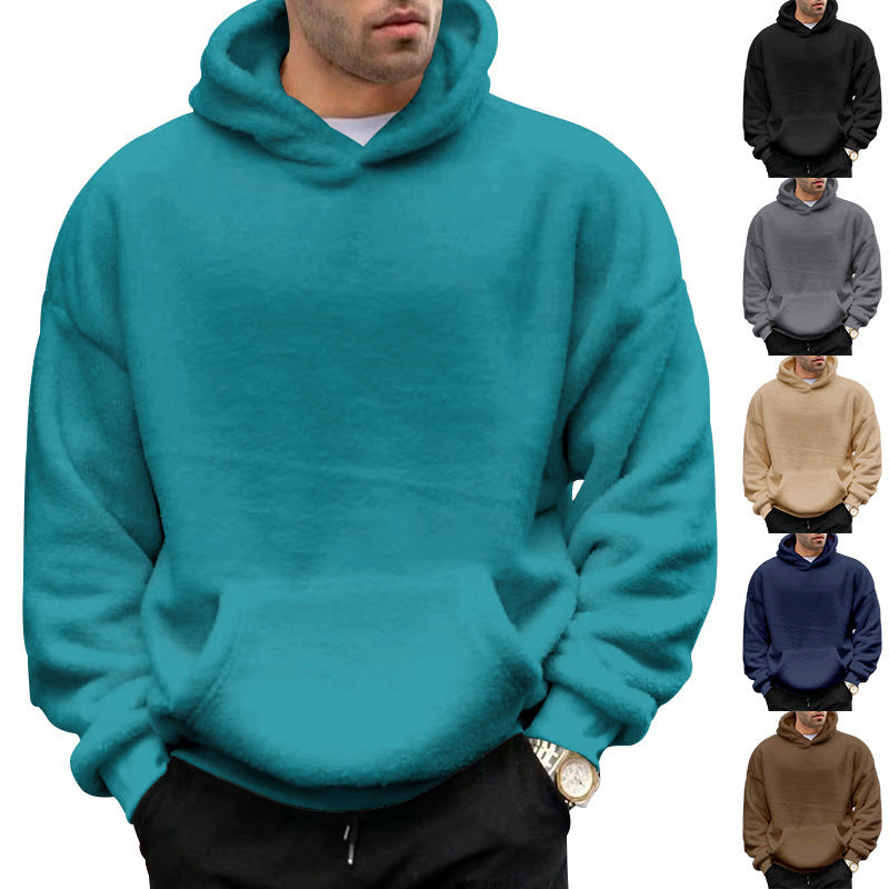 Double-sided Velvet Hooded Sweater Men's Plush Sweatshirt With Pockets LadyShow.Store