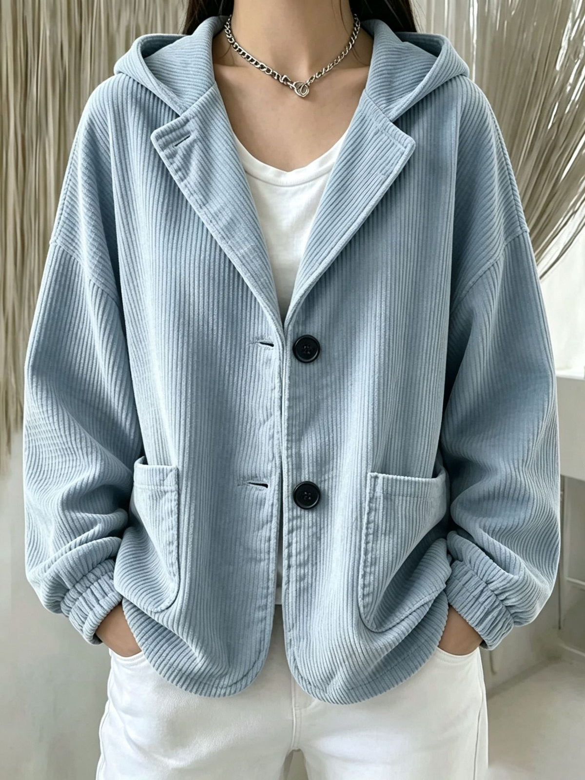 2026 Autumn Winter Cross Border European And American Women's Fashion Casual Corduroy Hooded Jacket Cardigan Sweatshirt Top NorixaFashion.com