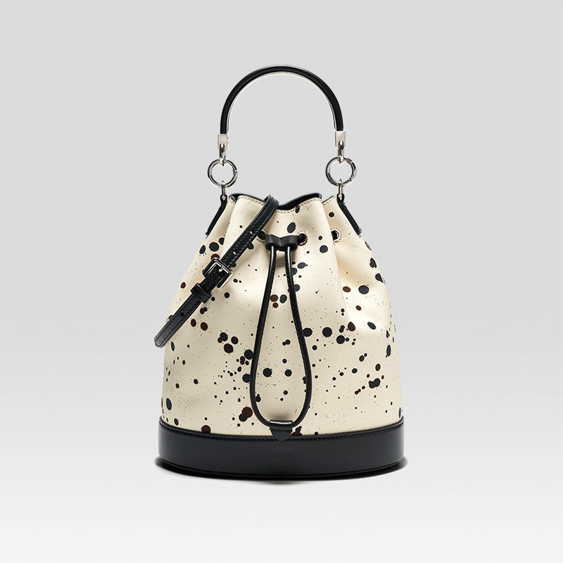 Top Layer Cowhide Cross Body Bucket Bag Large Capacity Handbag LadyShow.Store