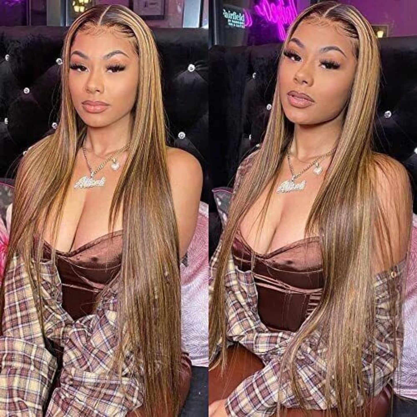 Real Human Hair Female Long Straight Hair Front Lace Wig Head Cover LuxuryLifeWay Online Store