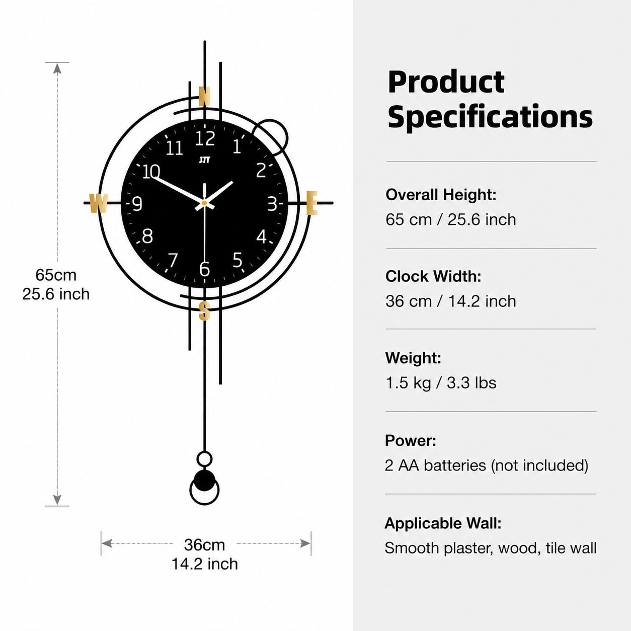 Modern Iron Wall Clock Metal Decorative Home Decor PearlNestDecor.com