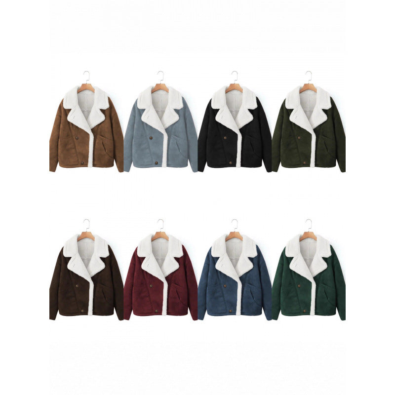 2026 Cross-border Autumn And Winter New European And American Women's Thickened Warm Fashion Loose Casual Retro Lamb Wool Jacket For Women NorixaFashion.com
