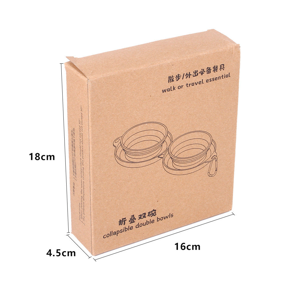 Rubber Foldable Double Bowl Pets Fashion
