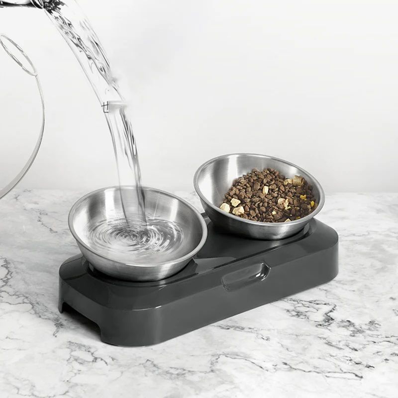 Easy To Clean Stainless Steel Cat Bowl Dog Food And Water Bowls With Stand Metal Cats Dogs Double Single Pet Feeding Feeder Bowl Pets Fashion