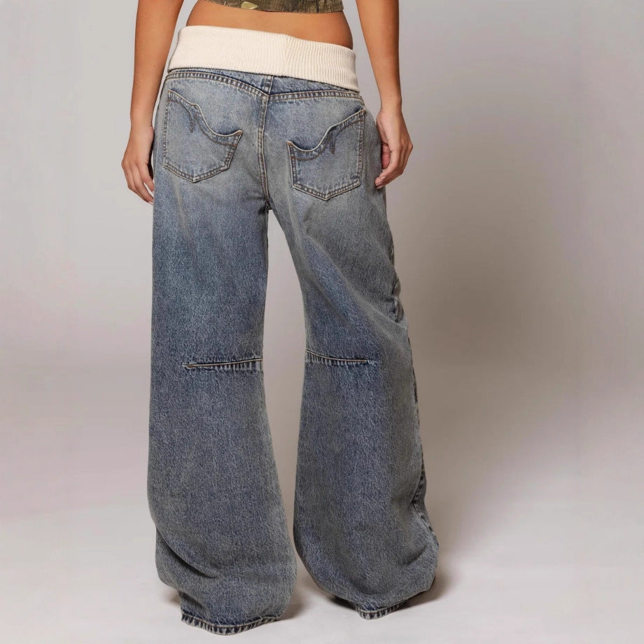 Loose-fitting Straight-leg Jeans With Pockets Fashion Casual Trousers Street-style Pants Women's Clothing NorixaFashion.com