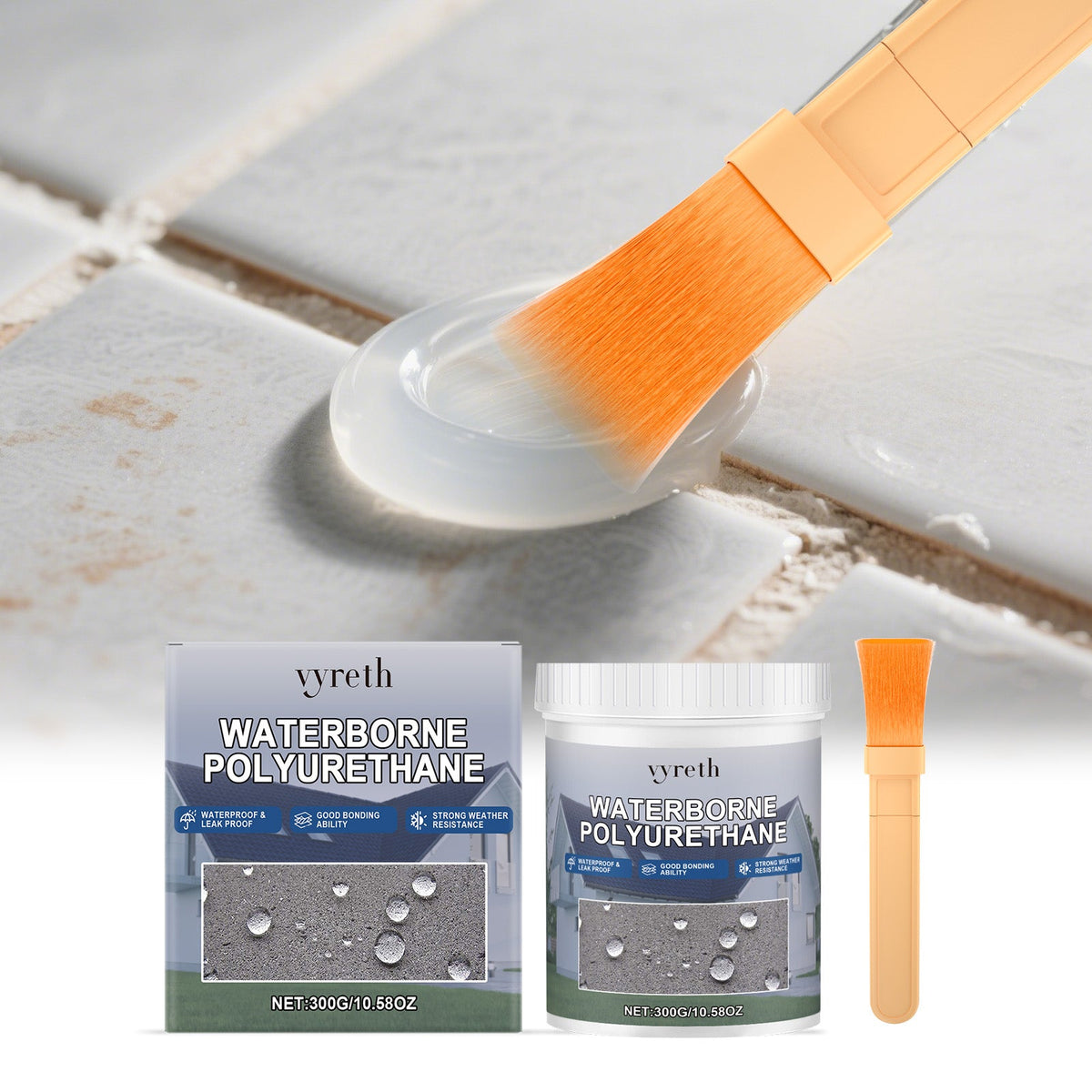 Roof Waterproof Adhesive Coating 300g Bottle-1 Brush1box Tri Light Beauty