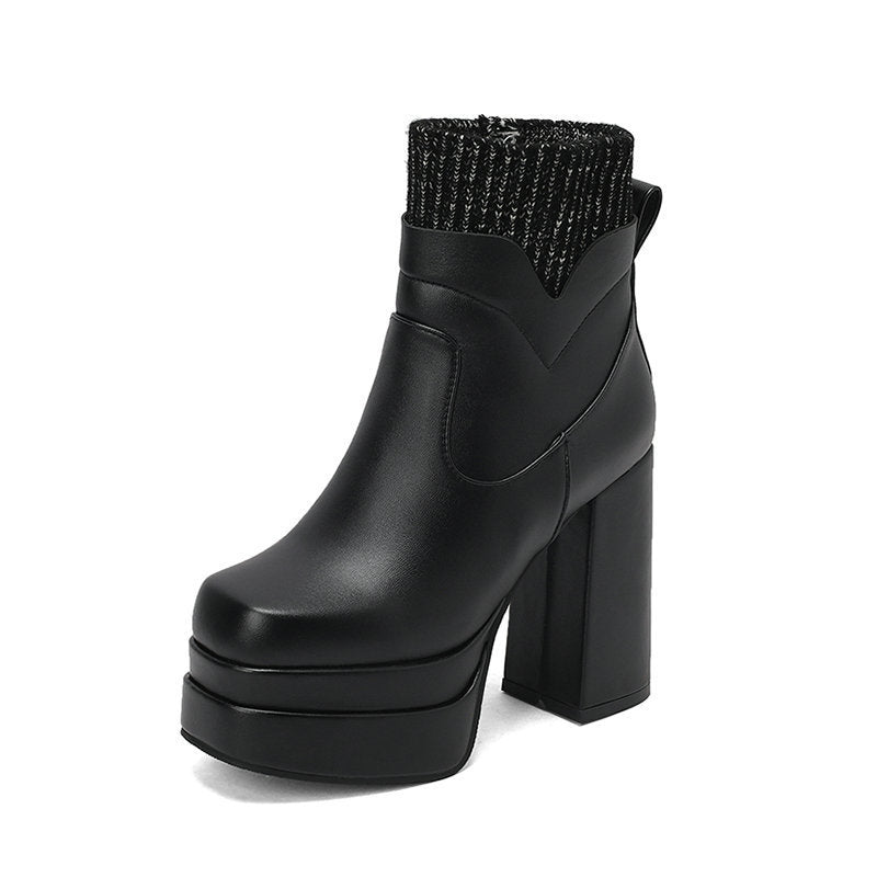 Women's Short Boots Thick Bottom Waterproof Platform Thick Heel Martin LadyShow.Store