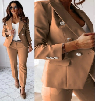 New All-matching Casual Suit Lapel Button-down Jacket And Slim-fit Trousers For Women's Office Business Set Clothing NorixaFashion.com