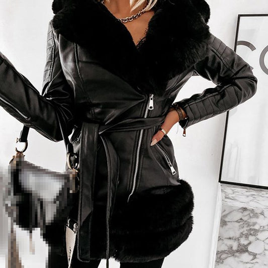 Fashion Women Leather Coats Jackets Ladies Jacket Black CJD