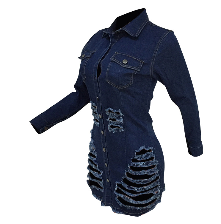 Distressed Denim Dress for Women Pi-Mart