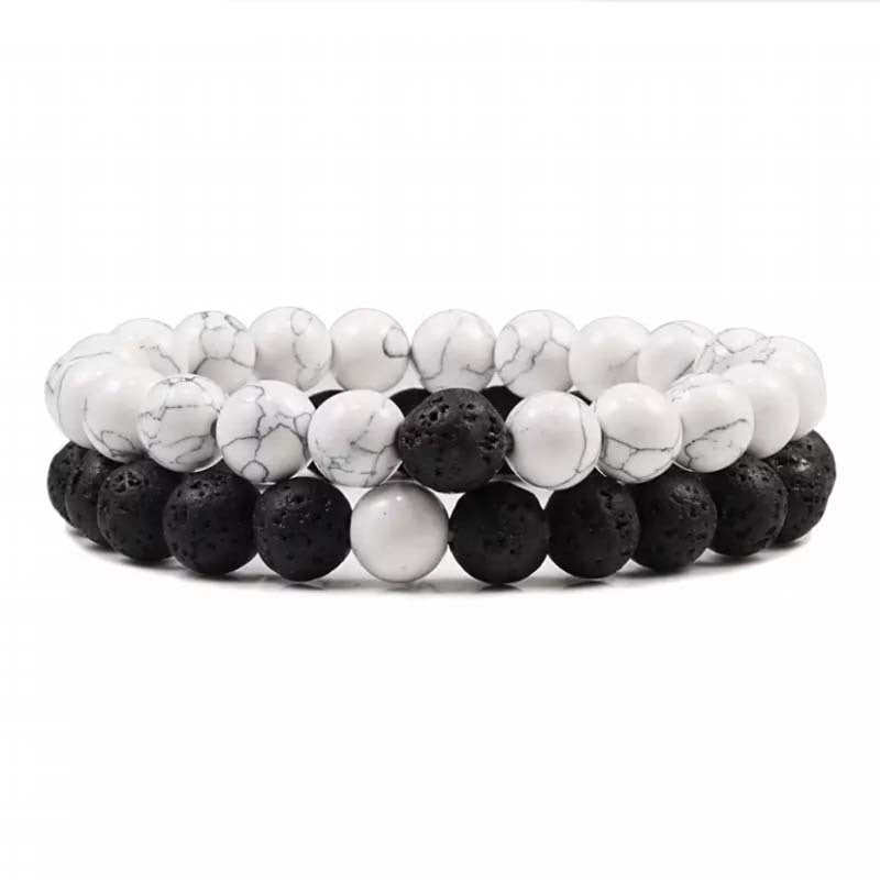 Natural Volcanic Stone White Pine Red Pine Tiger Eye Beaded Set LadyShow.Store