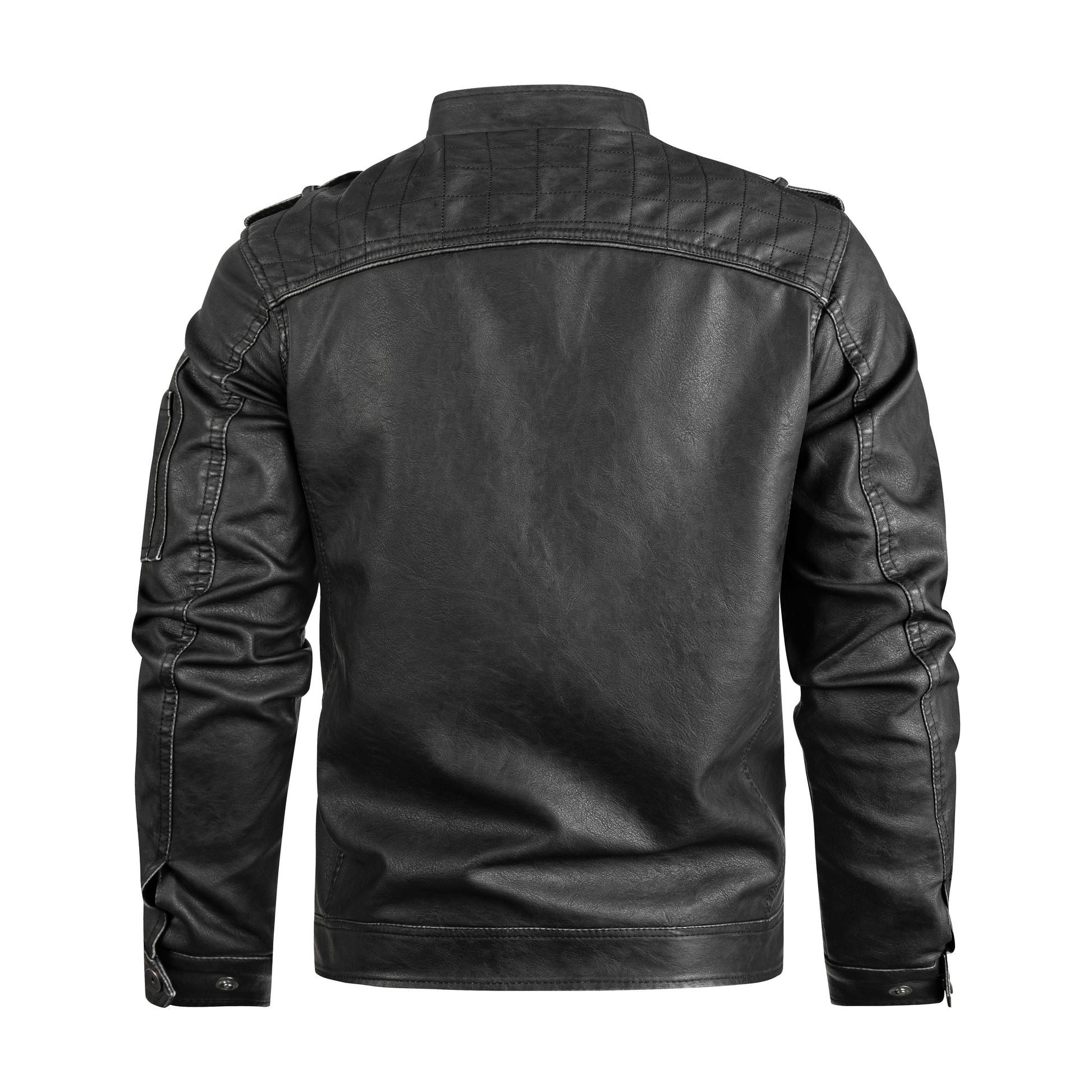 Men's Black Pu Leather Biker Jacket VINTAGE REAL MOTORCYCLE JACKETS FOR MEN LadyShow.Store