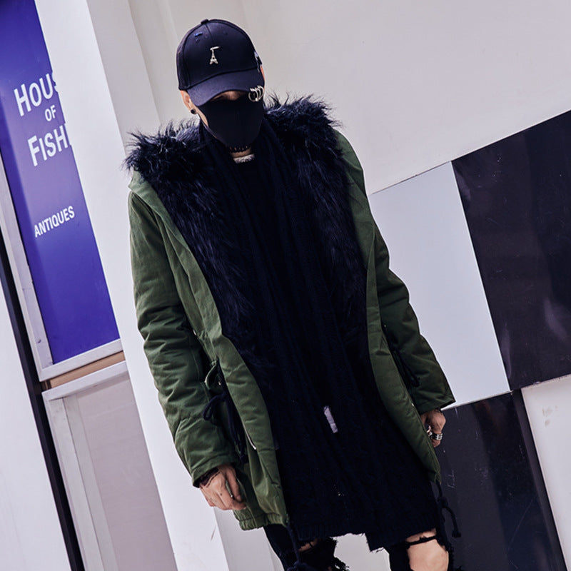 Hooded Cotton Jacket with Fur Collar for Trendy Style Pi-Mart