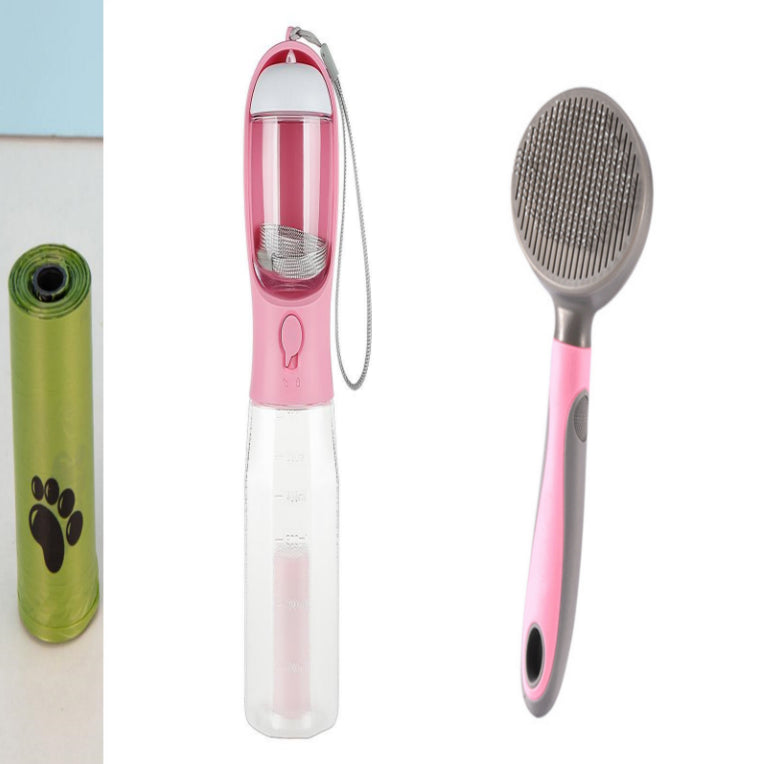 Portable Cat Dog Water Bottle Food Feeder Drinker Poop Dispenser 3 In 1 Leak-proof Multifunctional Dog Water Bottle Pet Products Pets Fashion