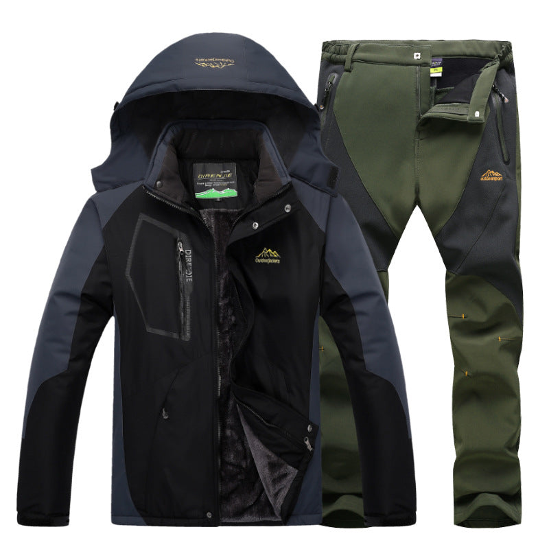 Men's Winter Waterproof Fleece Lined Outdoor Jacket Set Pi-Mart