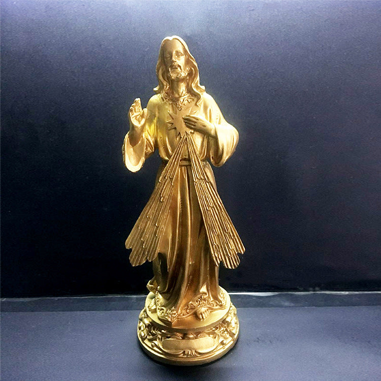 Bright Gold Jesus Mercy Sculpture Catholic PearlNestDecor.com