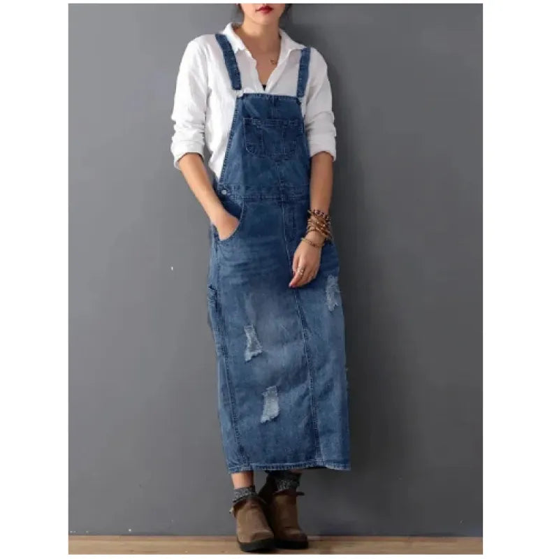 Women's Fashion Denim Strap Skirt Pi-Mart
