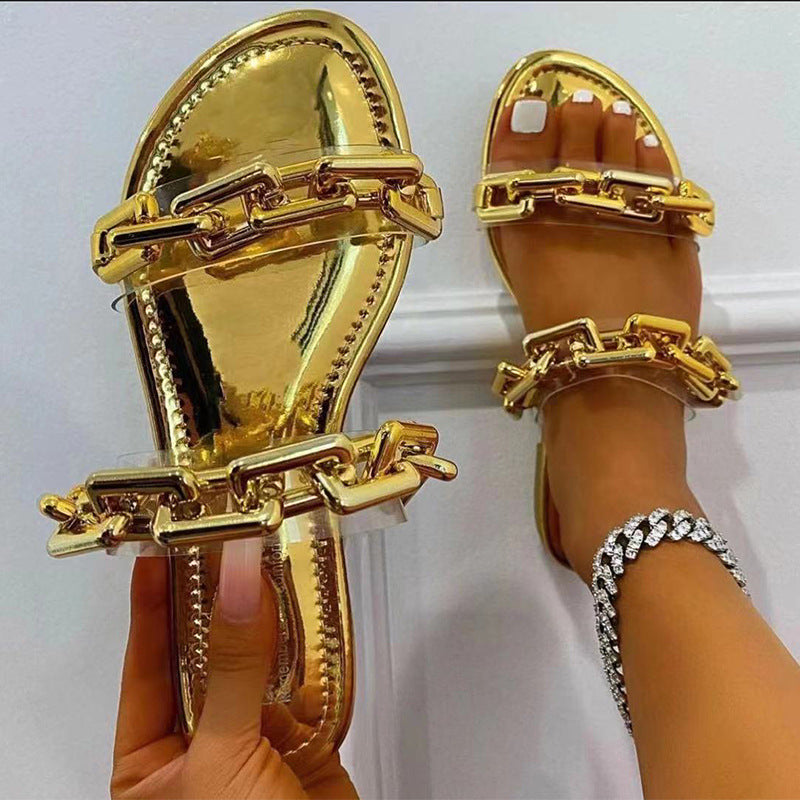 Flip Flop Summer New Chain Buckle Beach Women's Sandals LadyShow.Store